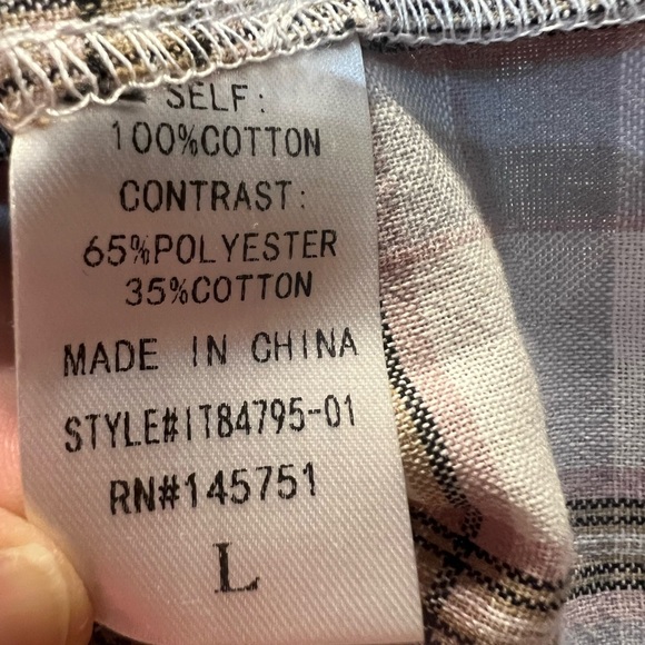 Peach Love California Pink and Gray Plaid Button Down Shirt - Picture 4 of 5